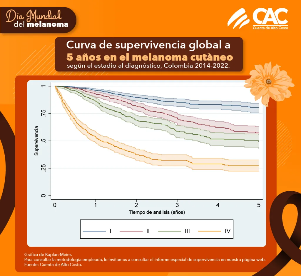 Curva de supervivencia global en el melanoma cutáneo